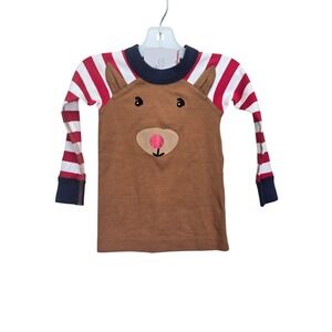 NWT Hanna Andersson Kids Reindeer Pajama Top Size 2 Organic Cotton Christmas‎